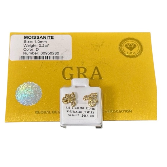 NWT Moissanite 1mm 0.2ct VVS1 925 Sterling Silver GRA Certified Earrings - Picture 9 of 9